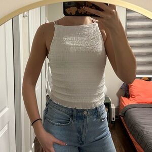 Garage White Smocked Camisole